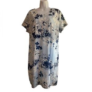 SHEIN Blue and White Floral Midi Dress